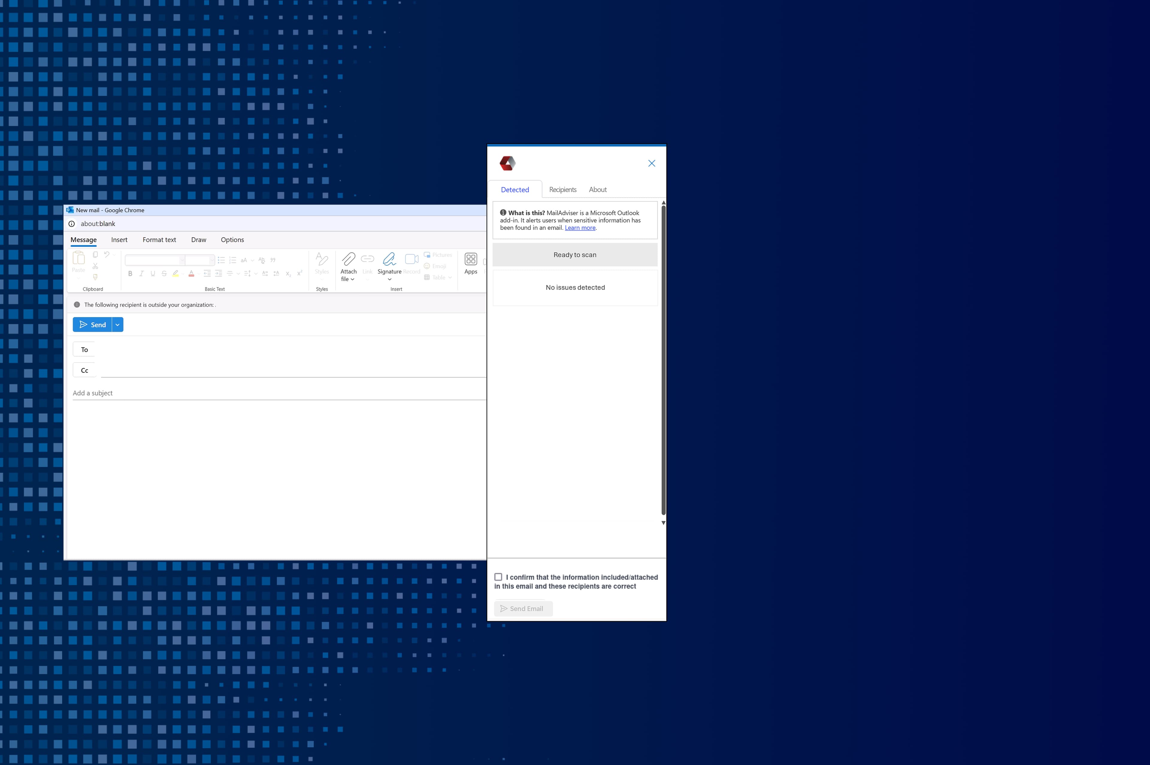 MailAdviser - Level up security for your email contents, attachments and recipient types.